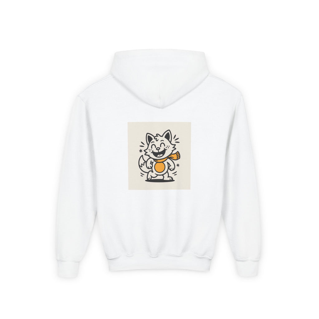 Youth Hoodie with Adorable Cat Design, Cute Sweatshirt, Kids Apparel, Fun Gift for Birthdays, Cozy Cat Lover Hoodie, Animal Print Hoodie