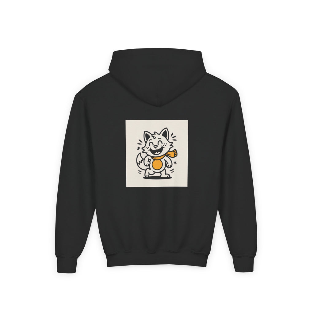 Youth Hoodie with Adorable Cat Design, Cute Sweatshirt, Kids Apparel, Fun Gift for Birthdays, Cozy Cat Lover Hoodie, Animal Print Hoodie