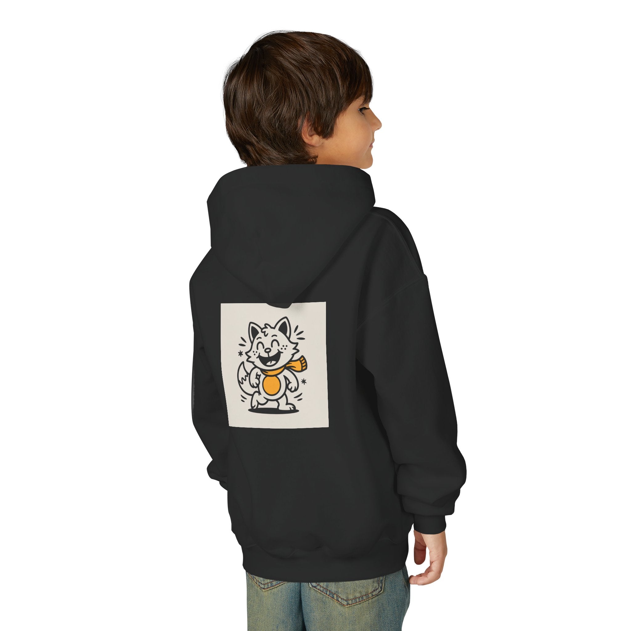 Youth Hoodie with Adorable Cat Design, Cute Sweatshirt, Kids Apparel, Fun Gift for Birthdays, Cozy Cat Lover Hoodie, Animal Print Hoodie