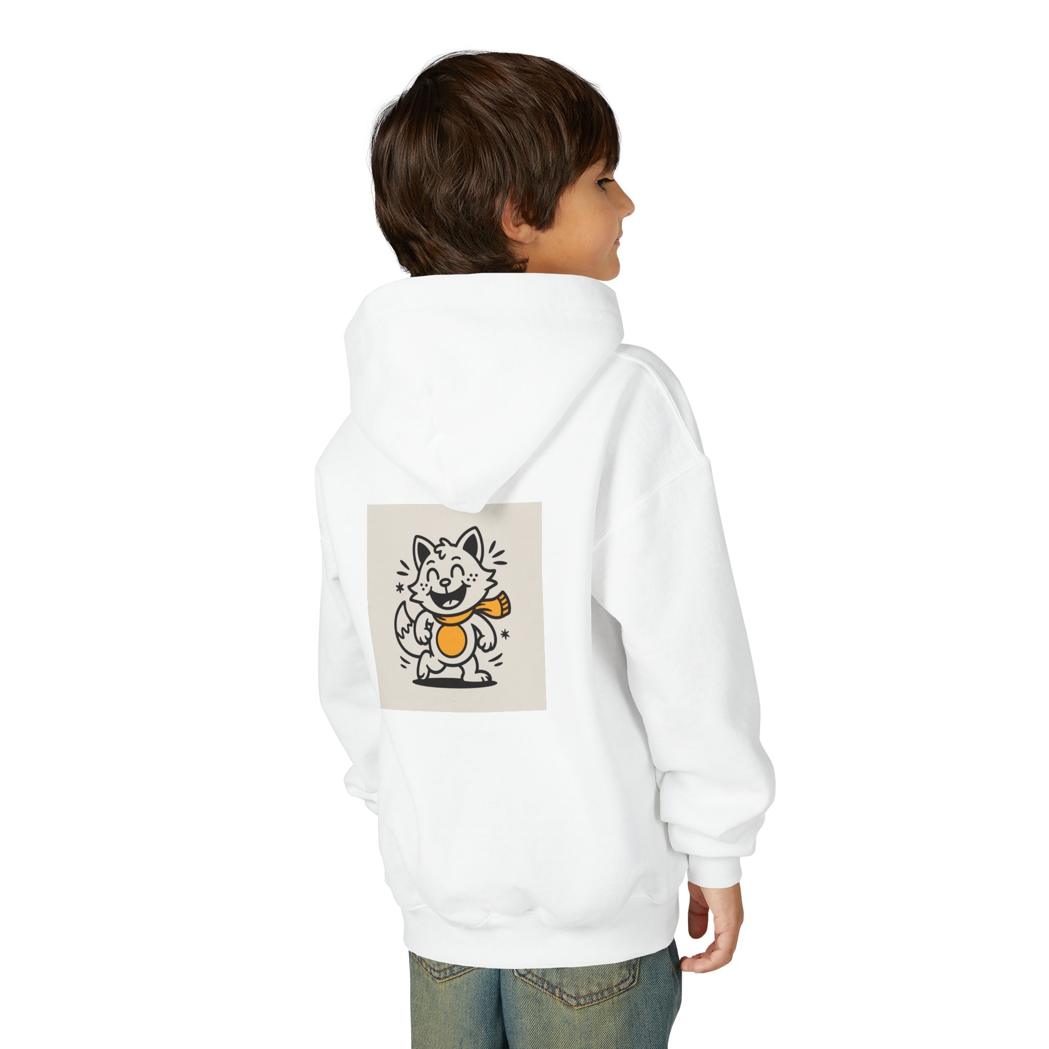 Youth Hoodie with Adorable Cat Design, Cute Sweatshirt, Kids Apparel, Fun Gift for Birthdays, Cozy Cat Lover Hoodie, Animal Print Hoodie