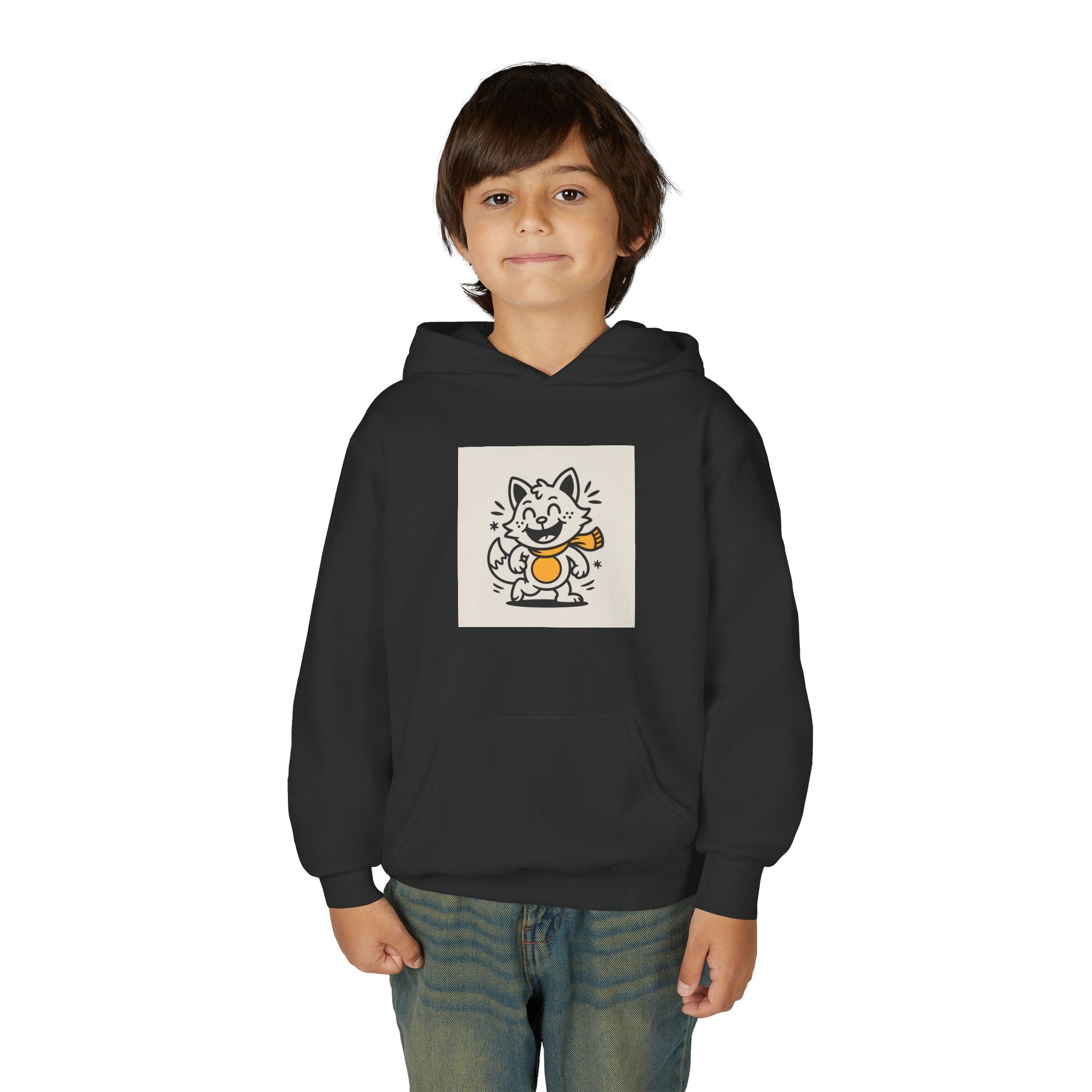 Youth Hoodie with Adorable Cat Design, Cute Sweatshirt, Kids Apparel, Fun Gift for Birthdays, Cozy Cat Lover Hoodie, Animal Print Hoodie